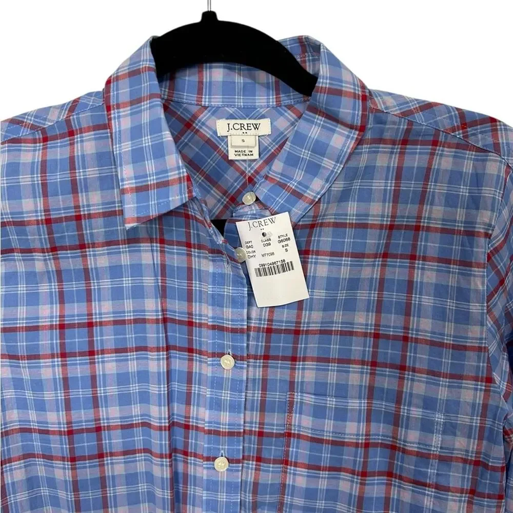 J. Crew Blue and Red Plaid Button Down Shirt Size Small